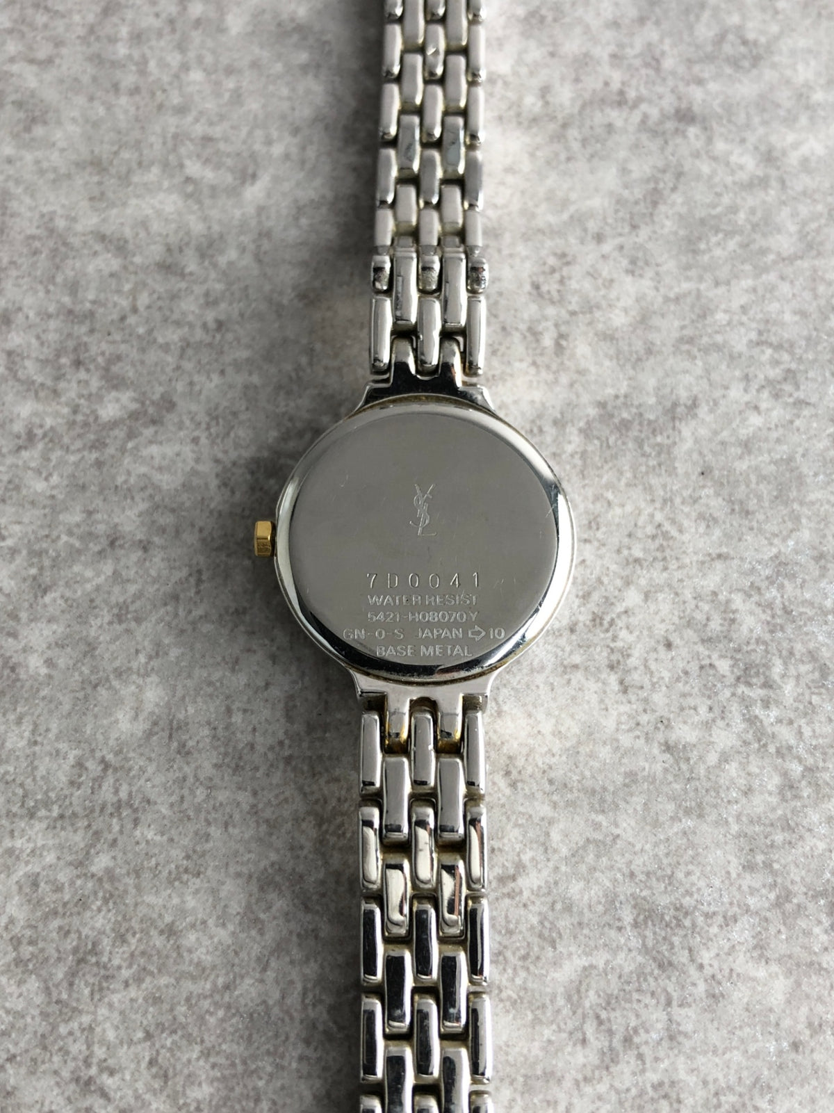 Yves Saint Laurent YSL Logo Quartz Watch Silver×White Vintage 5se247