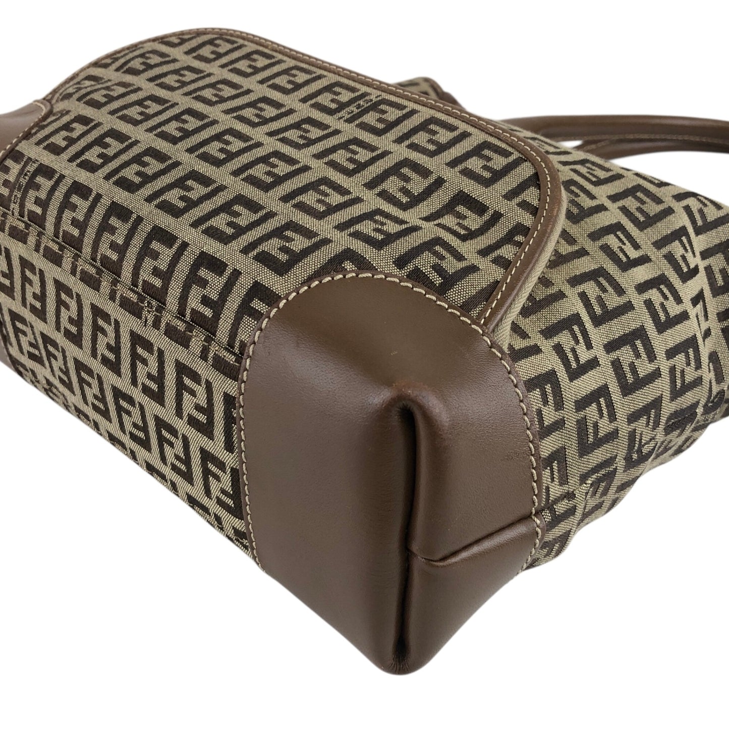 FENDI Zucchino Charm Handbag Brown Vintage 5ackrv