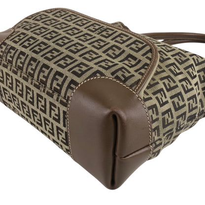 FENDI Zucchino Charm Handbag Brown Vintage 5ackrv