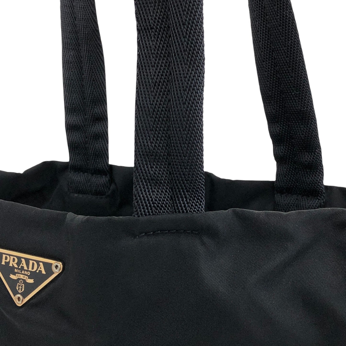 PRADA Tessuto Triangle Logo Totebag Black Vintage 4ica5v