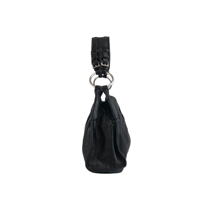 PRADA 三角形標誌單肩包 Hobobag 黑色復古 bs6gm7
