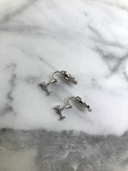 Christian Dior Logo Circle Star Earrings Silver Vintage fkd34r
