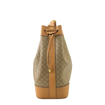 CELINE Macadam Blason Drawstring Shoulder bag Beige Vintage xugruh