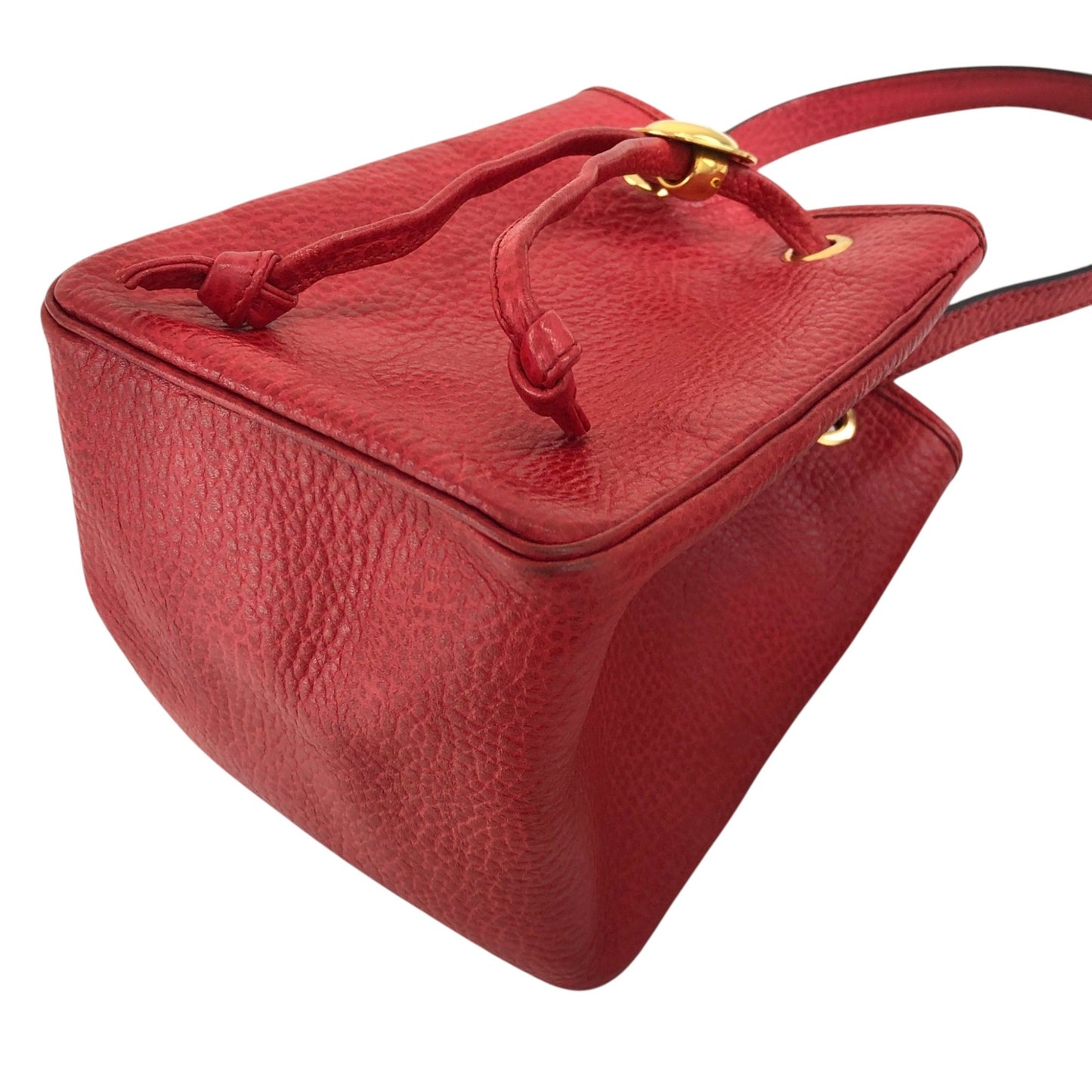Christian Dior CD Logo Drawstring Small Handbag Red Vintage 46ensx