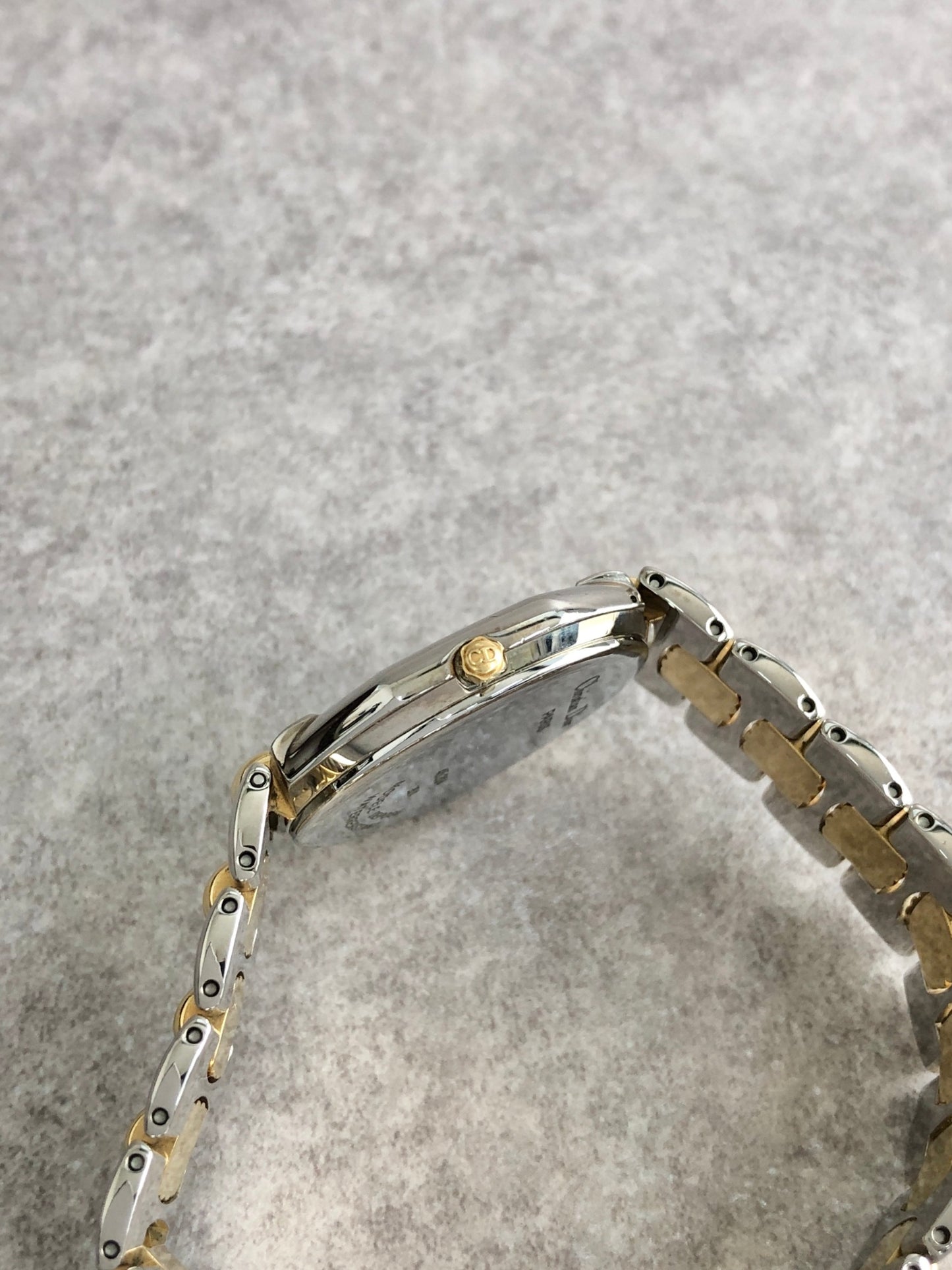 Christian Dior Logo Quartz Watch Silver×Gold 45.204 Vintage 7f63by
