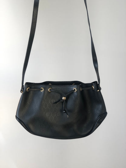 Christian Dior 蜂巢圖案抽繩單肩包 黑色 復古 aswuth 