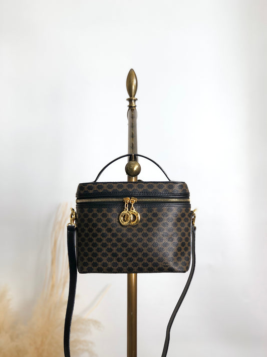 CELINE Macadam Charm Two-way Vanity bag Shoulder bag Black Vintage g4cmkm