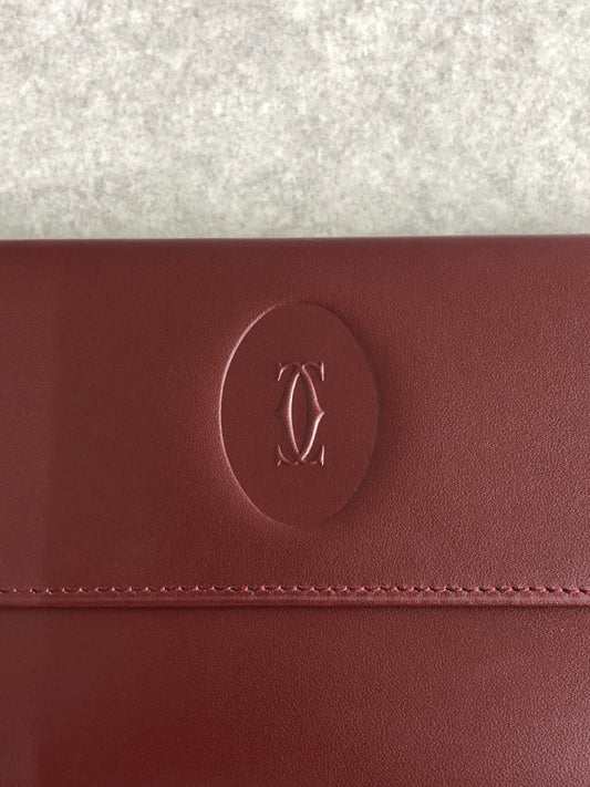 Cartier Logo Embossed Long Wallet Bordeaux Vintage shhgrp