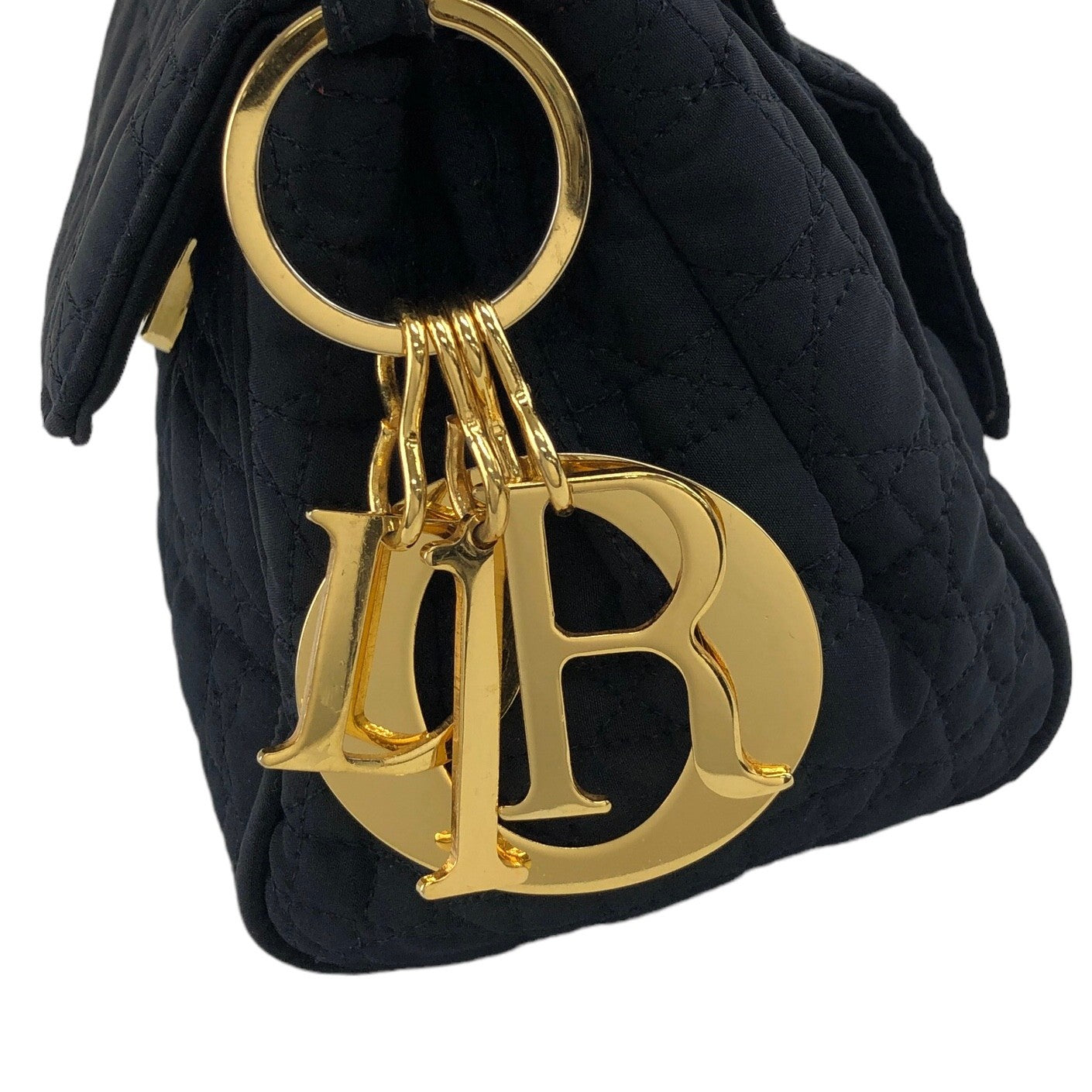 Christian Dior Cannage Logo Charm  Handbag Black Vintage x3zhne