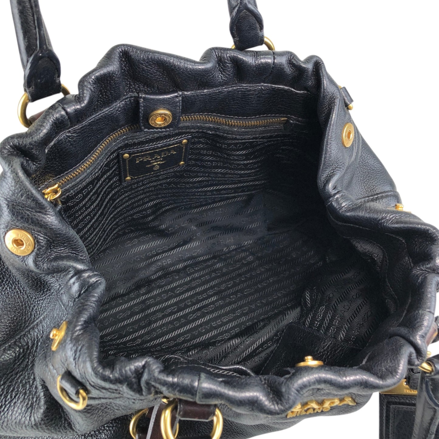 PRADA Logo Handbag Totebag Black Vintage dcjbha