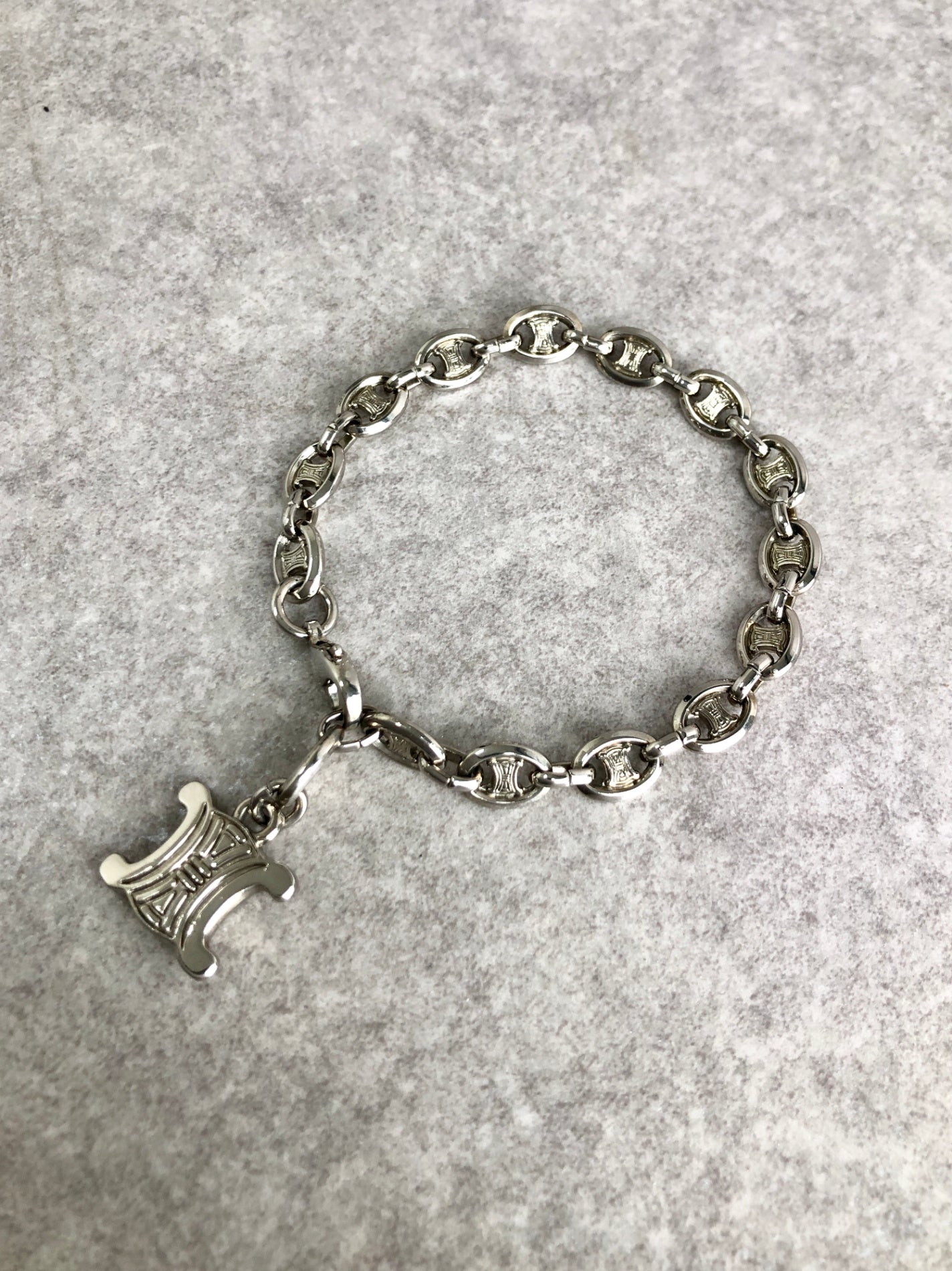 CELINE Triomphe Bracelet Silver Vintage 7vb4pd