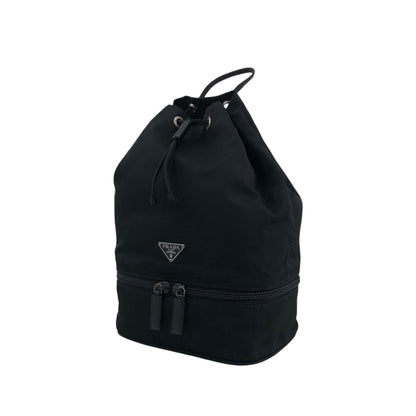 PRADA Tessuto Triangle Logo Drawstring Small Handbag Black Vintage erv6gi