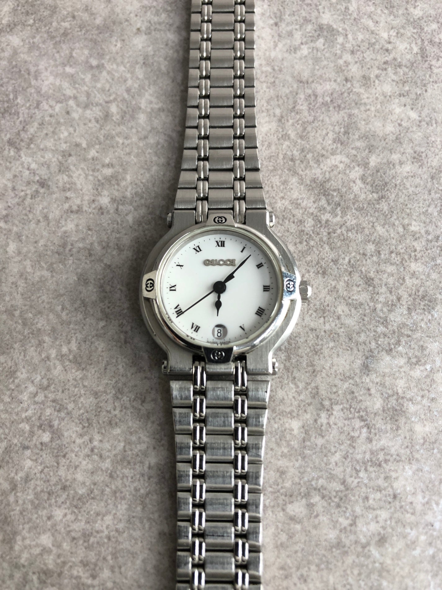 GUCCI Logo Watch Silver 9100L Vintage g8dhxw