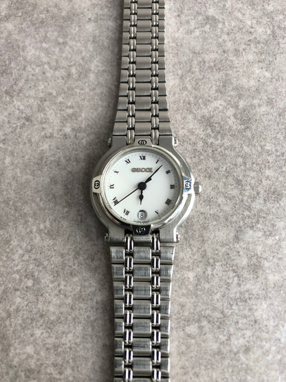 GUCCI Logo Watch Silver 9100L Vintage g8dhxw