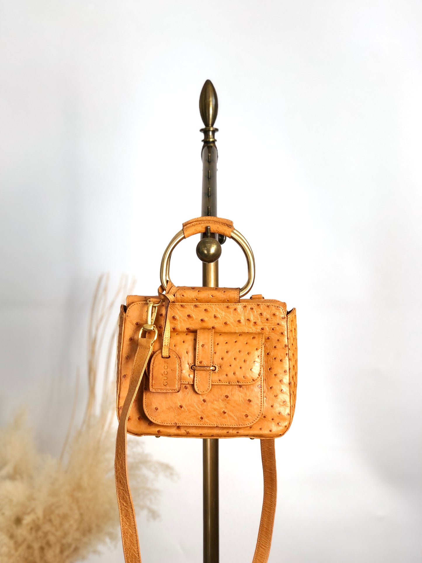 GUCCI Metal Handle Two-way Handbag Shoulder bag Brown Vintage suvydz