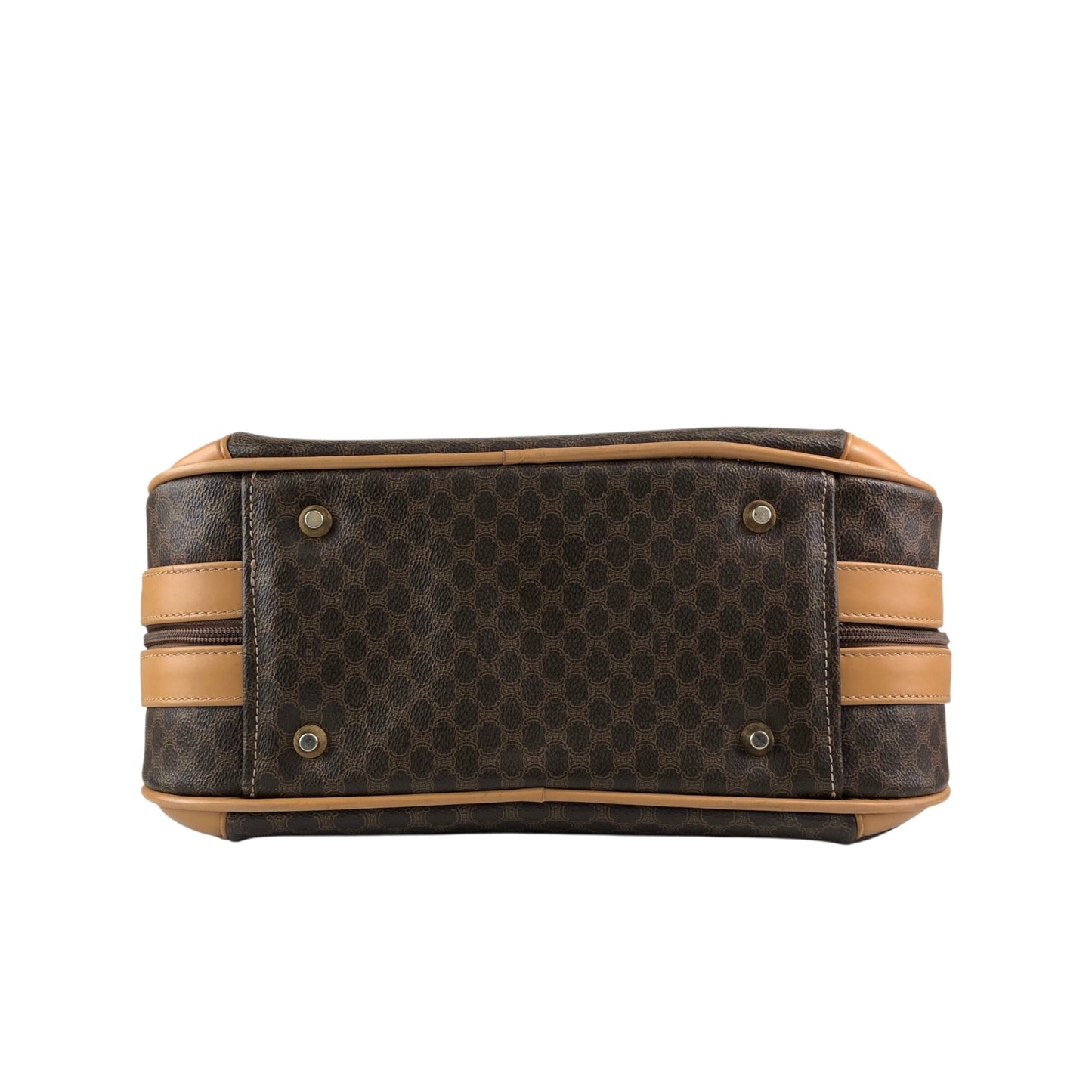 CELINE Macadam Blason Two-way Handbag Shoulder bag Brown Vintage kawj4u