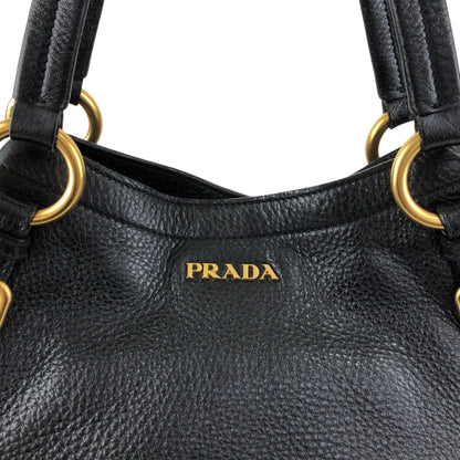 PRADA Logo Handbag Black BR4085 Vintage 3hvhgg