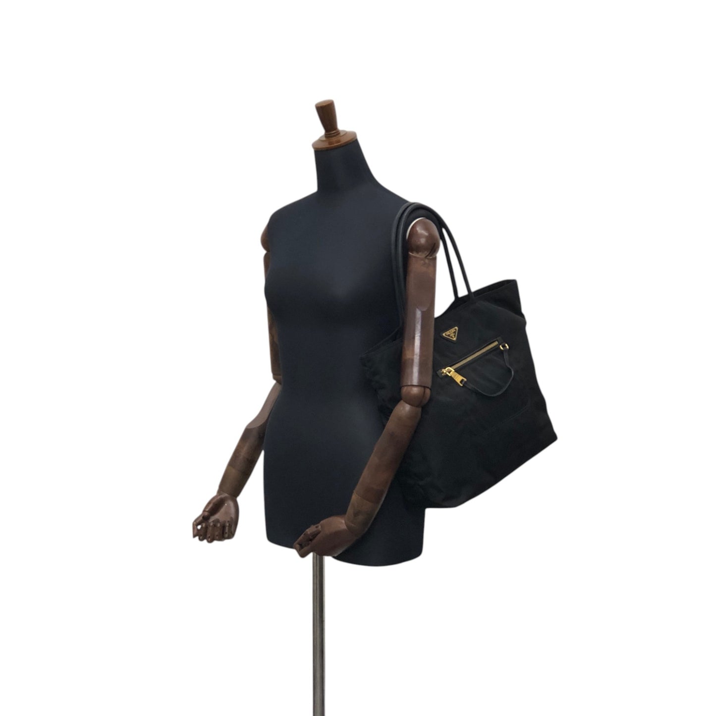 PRADA Tessuto Triangle Logo Front Pocket  Totebag Black Vintage 6rrumw