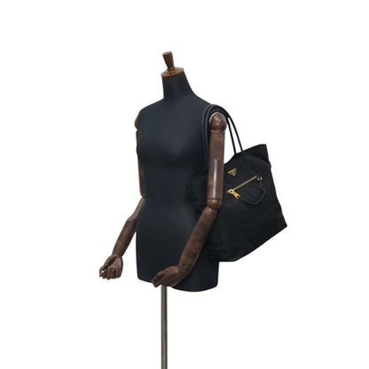 PRADA Tessuto Triangle Logo Front Pocket  Totebag Black Vintage 6rrumw