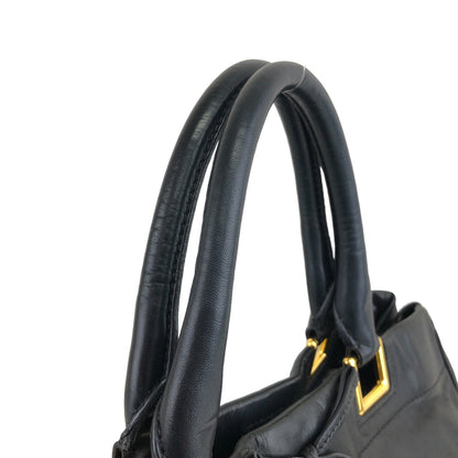 PRADA Logo Ribbon Two-way Handbag Shoulder bag Black Vintage c5u3fj