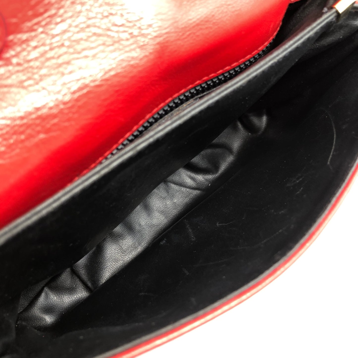 CELINE Triomphe Stitch Chain Shoulder bag Red Vintage 2vaduu