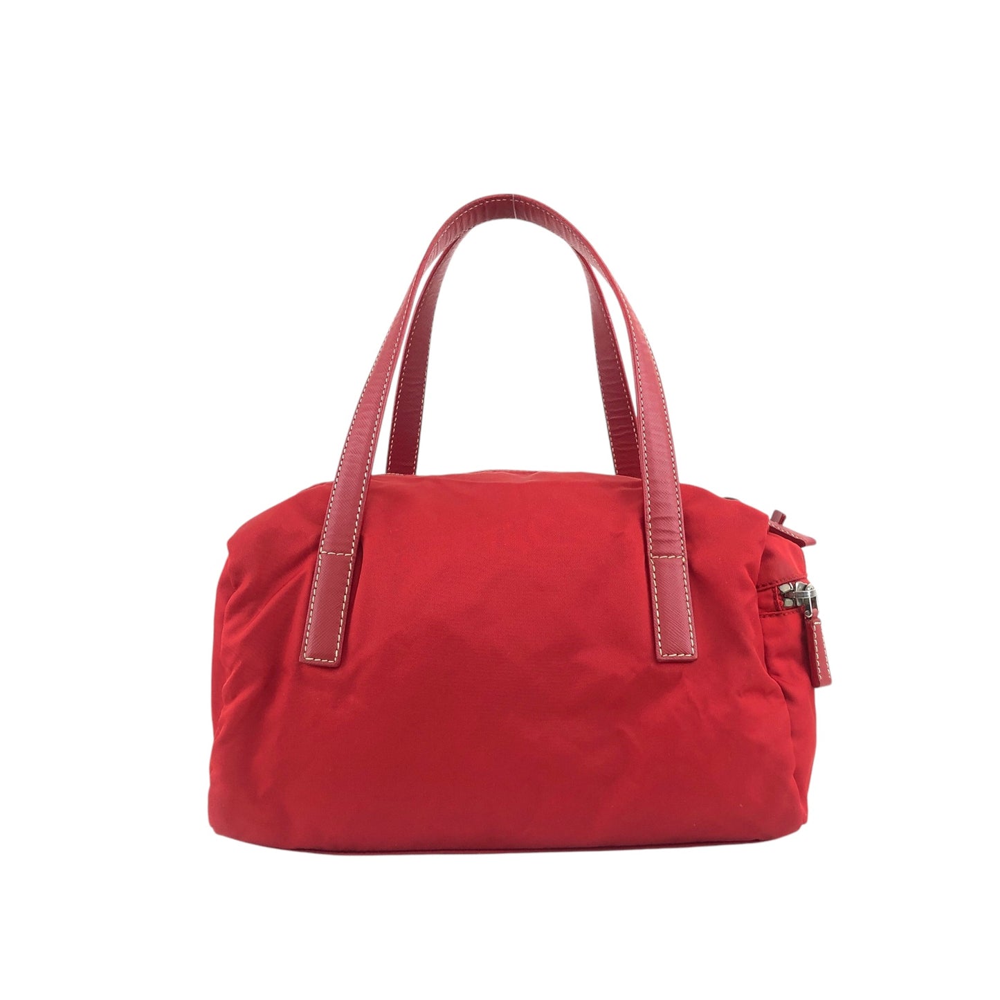 PRADA Triangle Logo Small Boston bag Handbag Red Vintage dkzdci