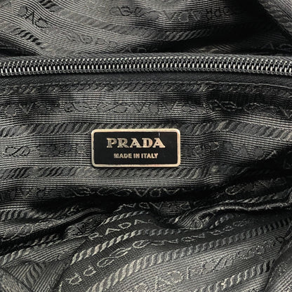 PRADA Triangle Logo Handbag Boston bag Black Vintage uw62dp