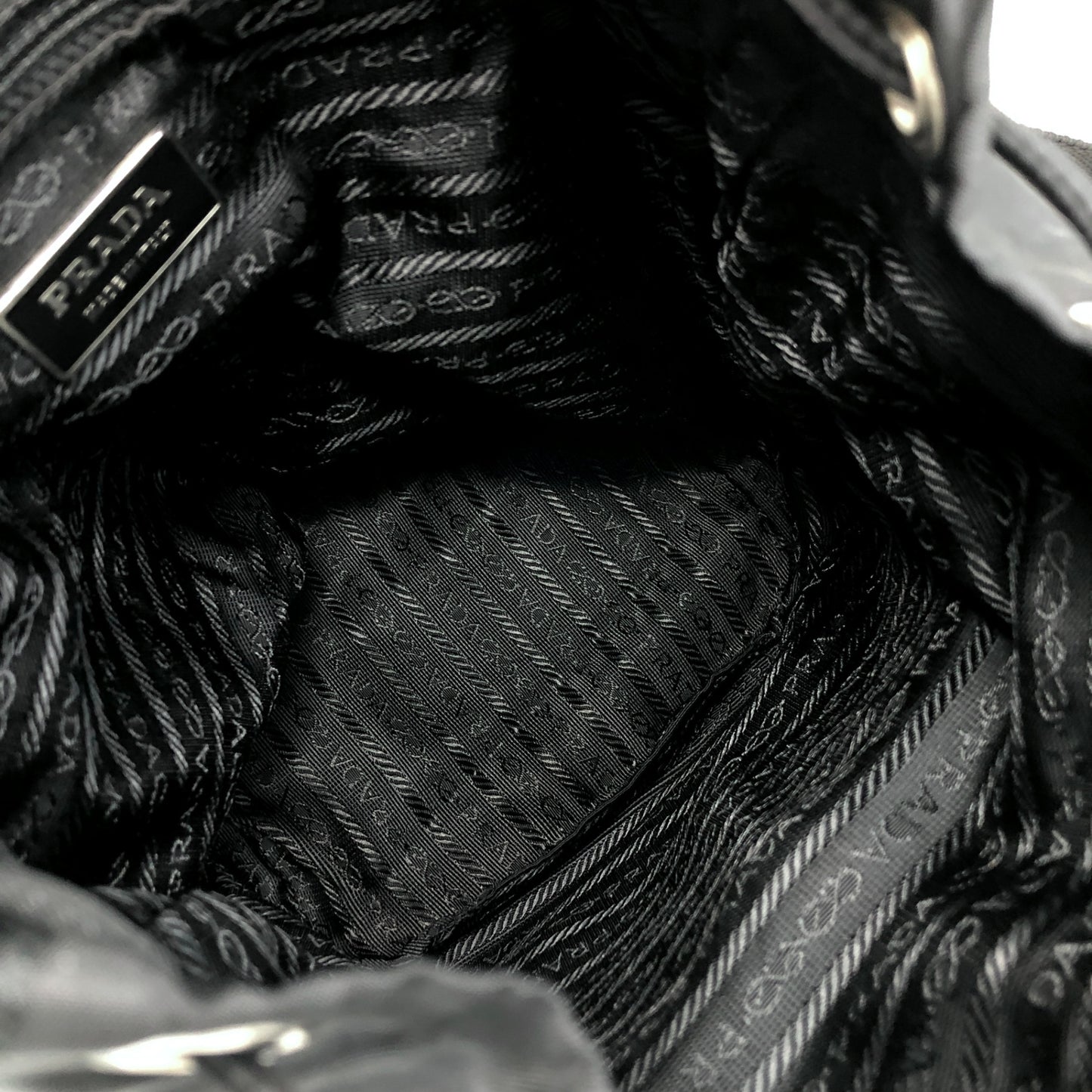 PRADA Triangle Logo Front Pocket Backpack Black Vintage wwwtfy