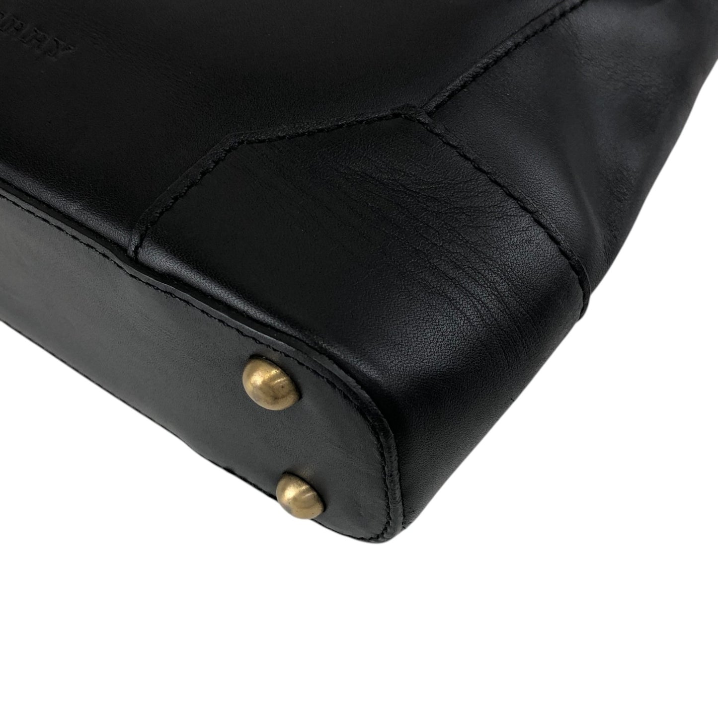 BURBERRY Logo Embossed Shoulder bag Black Vintage h85zzd