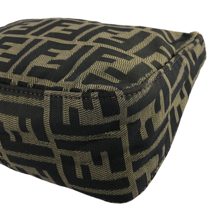 FENDI Zucca Jacquard Leather Handbag Vanity bag Brown Vintage si6gvh