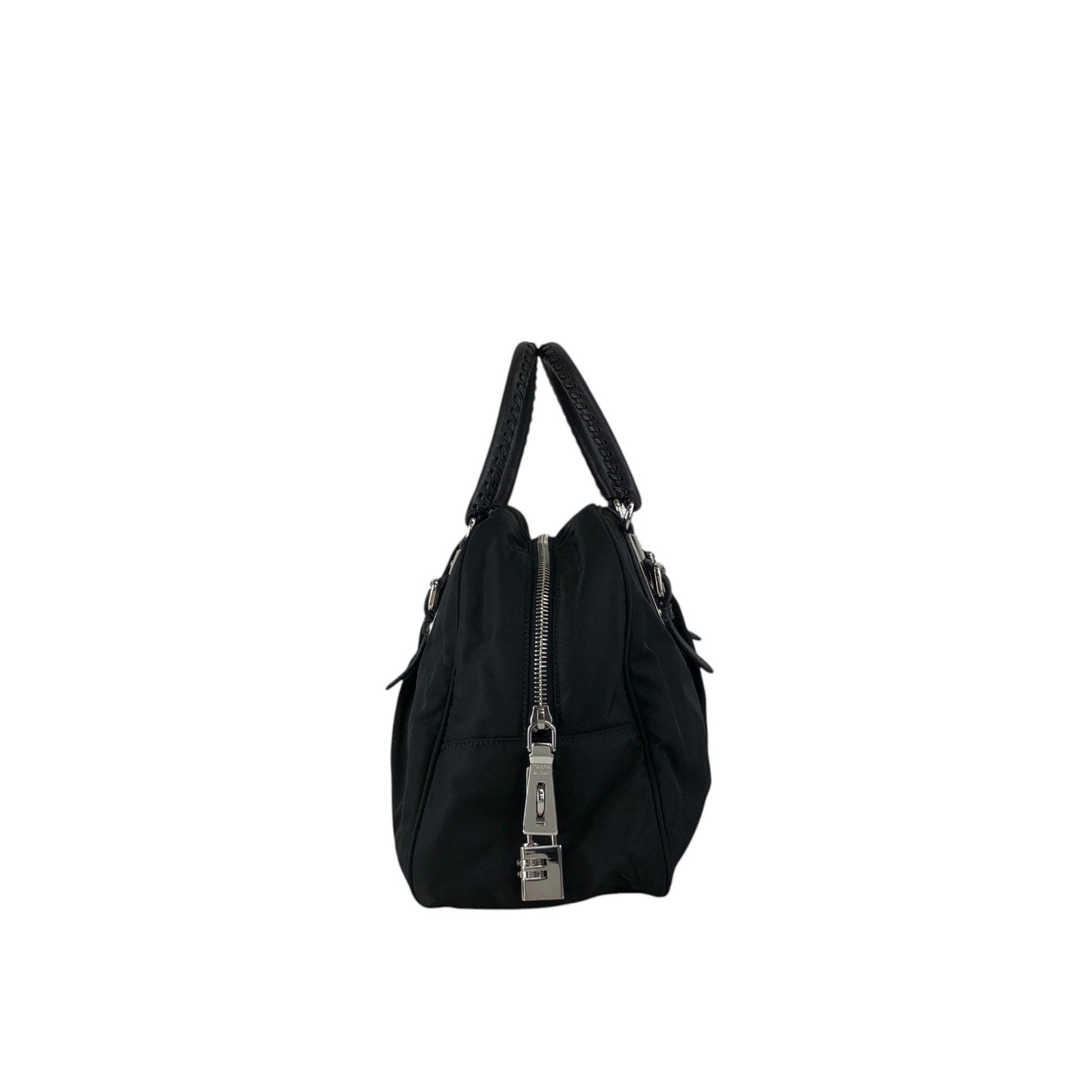 PRADA Logo Boston bag Handbag Black Vintage jipcs2