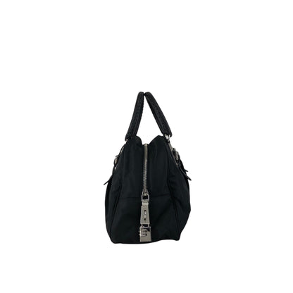 PRADA Logo Boston bag Handbag Black Vintage jipcs2