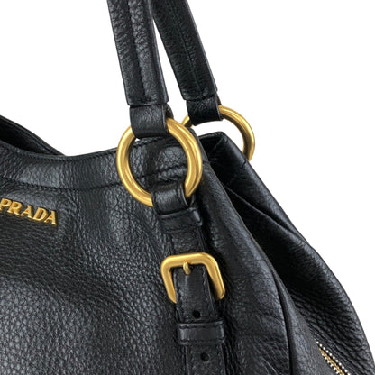 PRADA Logo Handbag Black BR4085 Vintage 3hvhgg