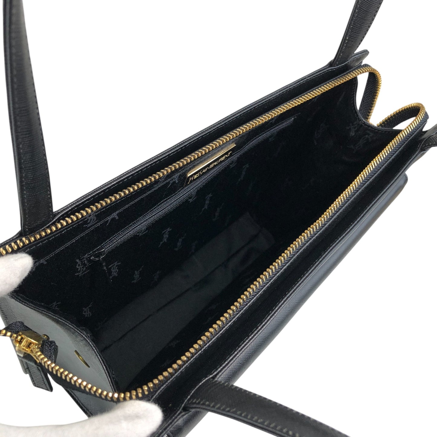 Yves Saint Laurent Logo Handbag Black Vintage fguw8w