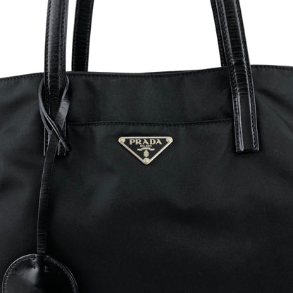 PRADA Tessuto Triangle Logo Totebag Black Vintage nz73vd