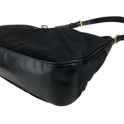 PRADA Tessuto Triangle Logo Turn Lock Shoulder bag Black Vintage 5mvw3a