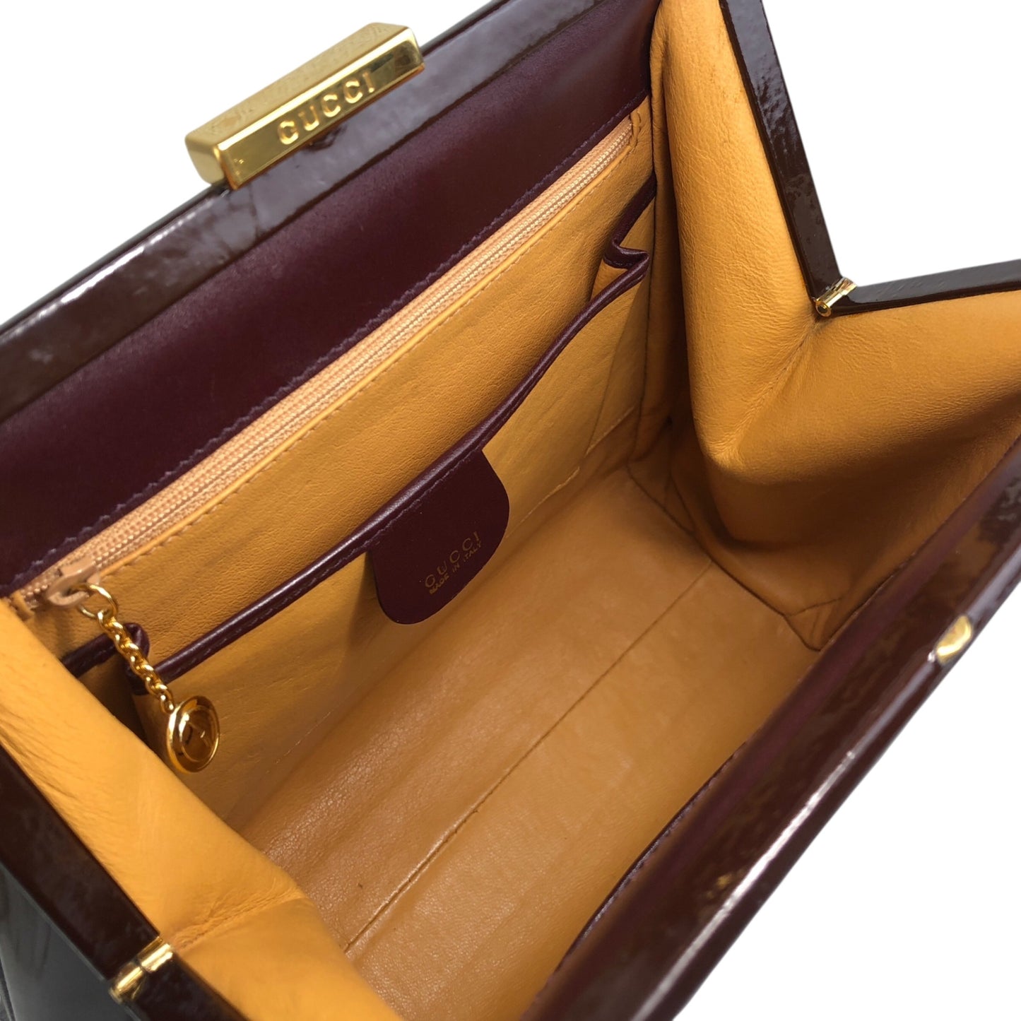 GUCCI Metal Clasp Handbag Brown Vintage ew3gks