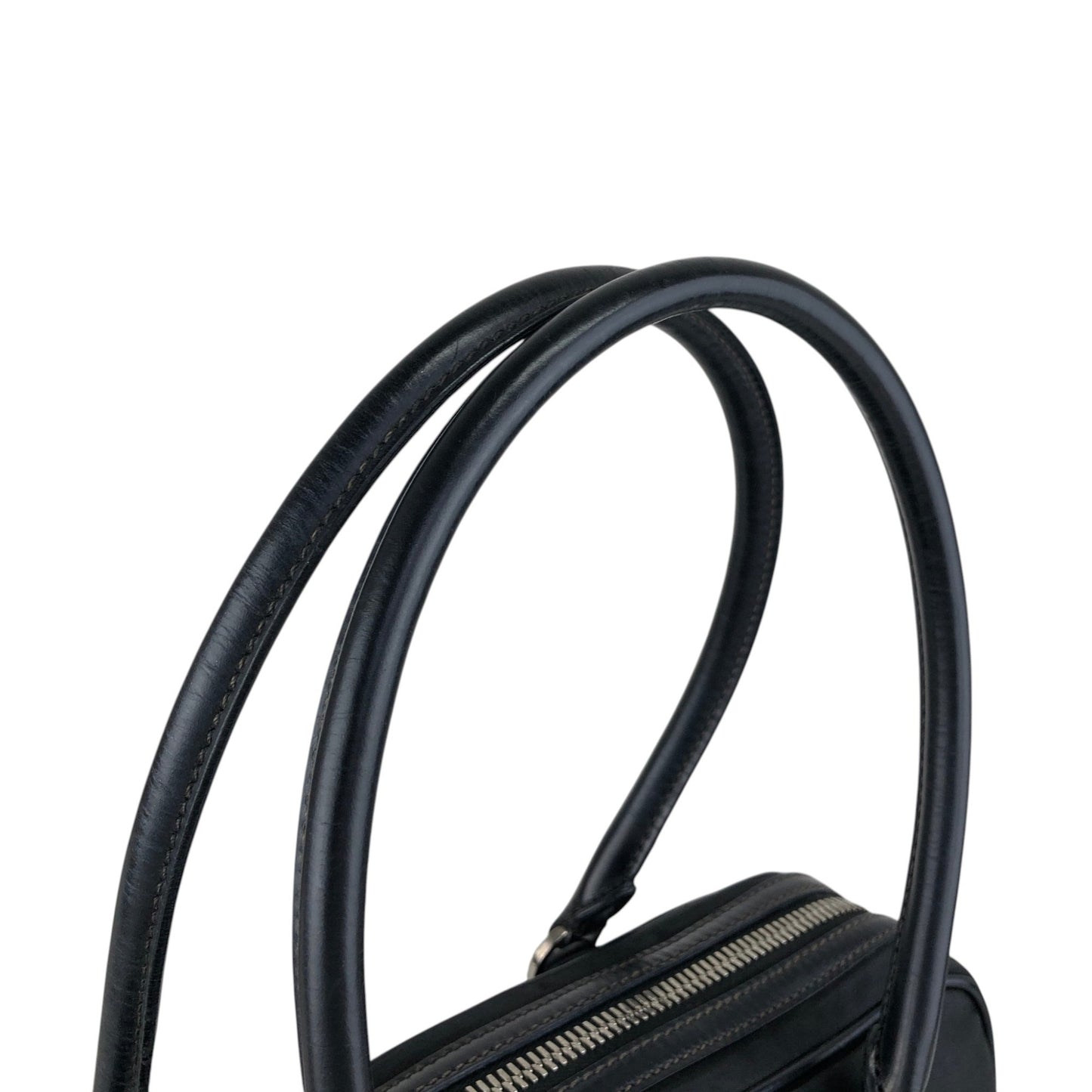 PRADA Tessuto Triangle Logo Small Boston bag Handbag Black Vintage vv4j5d