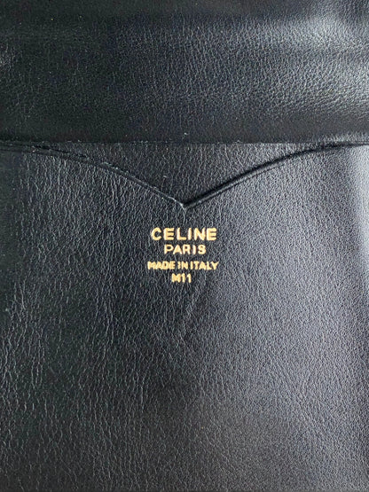 CELINE Blason 金屬扣折疊錢包 黑色復古 pprgic