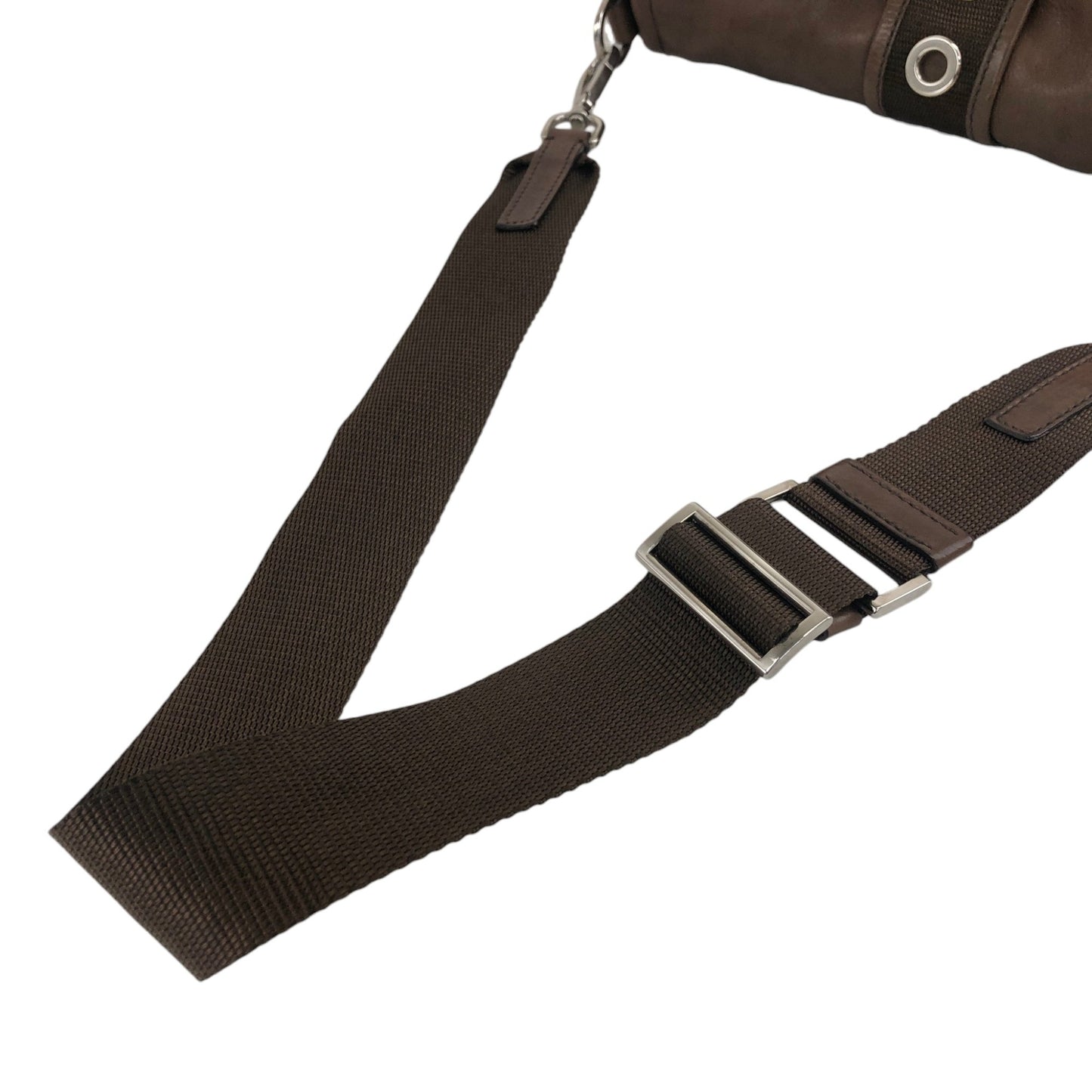 PRADA Tessuto Triangle Logo Belt Motif Shoulder bag Brown Vintage s7iz35