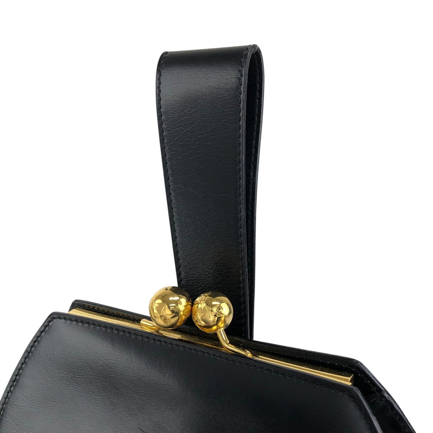 CELINE Metal Clasp Handbag Black Vintage sip54y