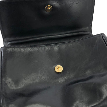 CELINE Triomphe 斜紋鏈條皮革斜背包 黑色 復古 27fj2y 