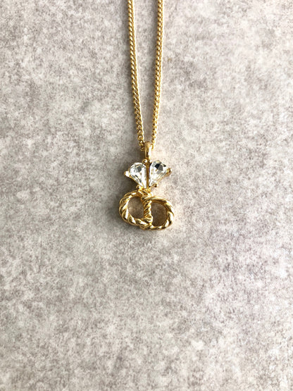 Christian Dior CD Logo Stone Necklace Gold Vintage 6ef7yn