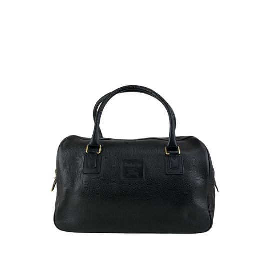 BURBERRY Logo Embossed Handbag Boston bag Black Vintage ybjkpc