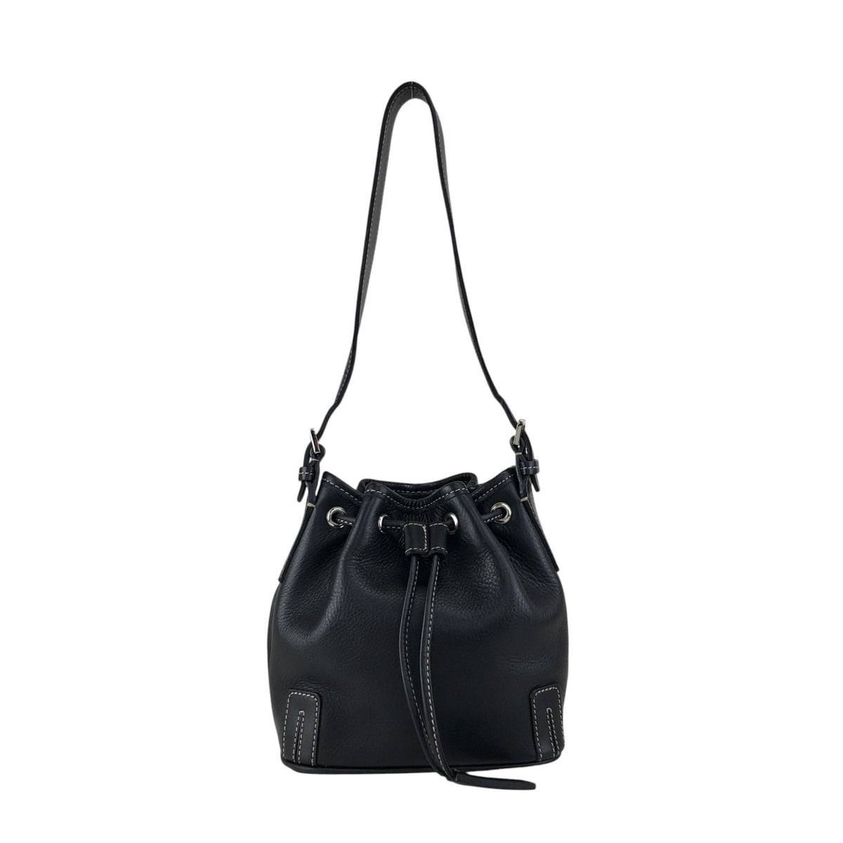 BURBERRY Logo Drawstring Shoulder bag Black Vintage phkwjb