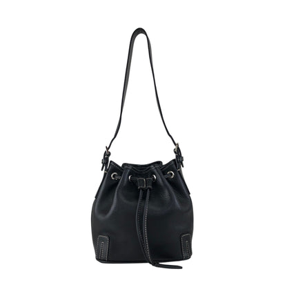 BURBERRY Logo Drawstring Shoulder bag Black Vintage phkwjb