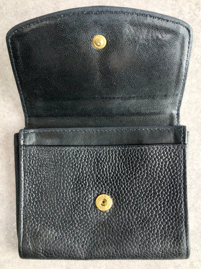 CHANEL Coco Mark Coin Purse Black Vintage 3eyput