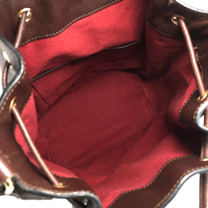 CELINE Toggle Clasp Drawstring Shoulder bag Brown Vintage 4cufh5
