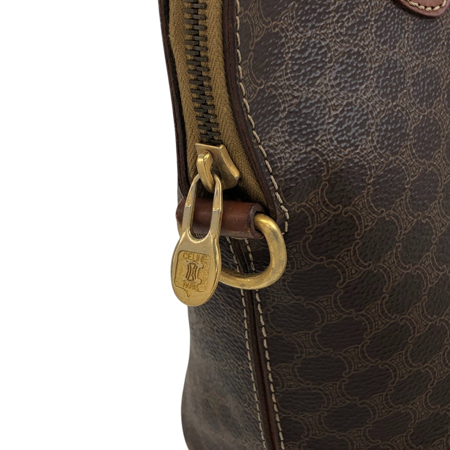 CELINE Macadam Blason Two-way Handbag Shoulder bag Brown Vintage rpmpji