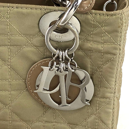 Christian Dior Lady Dior Cannage Logo Charm Handbag Beige Vintage 8h86ku